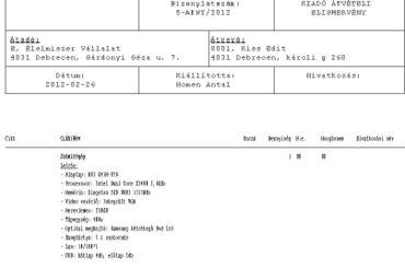 Kihelyezett áru bizonylat riport